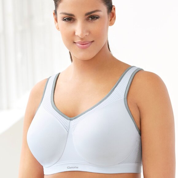 Glamorise 36H High-Impact SPORT Bra Underwired WICKS-U-DRY SUPPORT White NEW - Picture 9 of 16